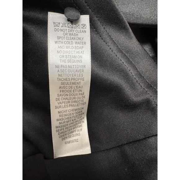 Adrianna Papell Black Quarter Sleeve Ribbon Sequin High Low Gown Size 4 - Picture 12 of 12